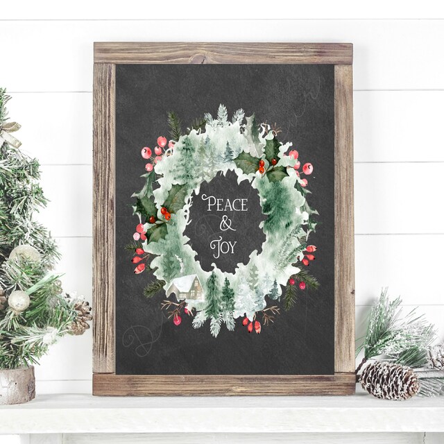 水彩画の冬のリースのクリップアート - 手描きのクリスマスデザイン