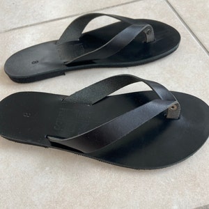 Flip Flop Sandals Leather Black Sandals Greek Sandals - Etsy