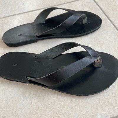 Flip Flop Sandals Leather, Black Sandals , Greek Sandals, Women Sandals ...