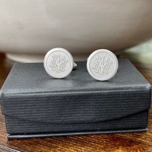 Personalised Sterling Silver Monogram Cufflinks Engraved | Etsy