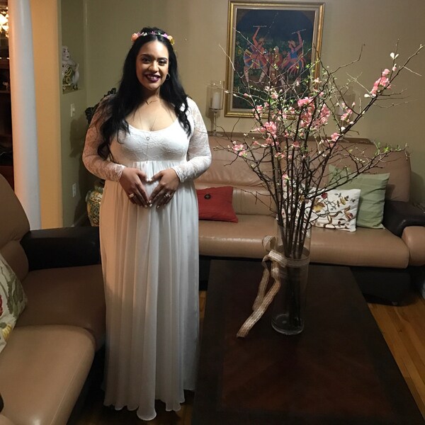 Deep V-neck Chiffon Maternity Dresses with Bows Regency