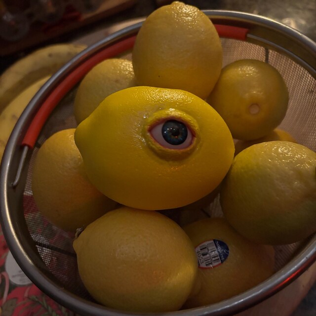 All Seeing Lemon Realistic Life Sized Freaky Fruit , Halloween