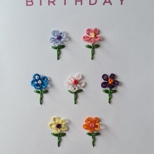DIY 3D 手刺繍花柄、紙刺繍カード用、母の日、誕生日、感謝の気持ちを