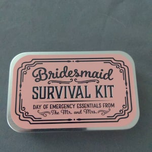 Vintage Floral Wedding Day Survival Kit Gift Hangover Emergency Kit  Bridesmaid Gift Bridesmaid Survival Tin Mini-emergency Kit 
