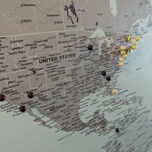 Farmhouse Push Pin World Map Personalized Canvas Travel Gift | Etsy
