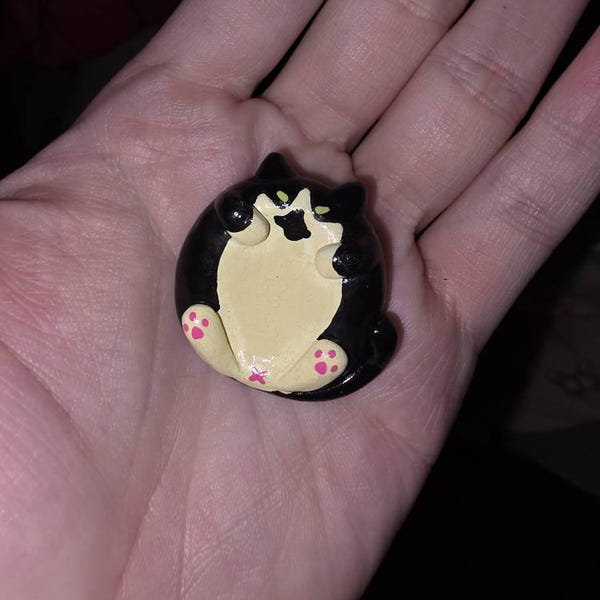 Handmade Cold Porcelain Flat Cat – Stackable Worry Stone, Desk Pet - Etsy