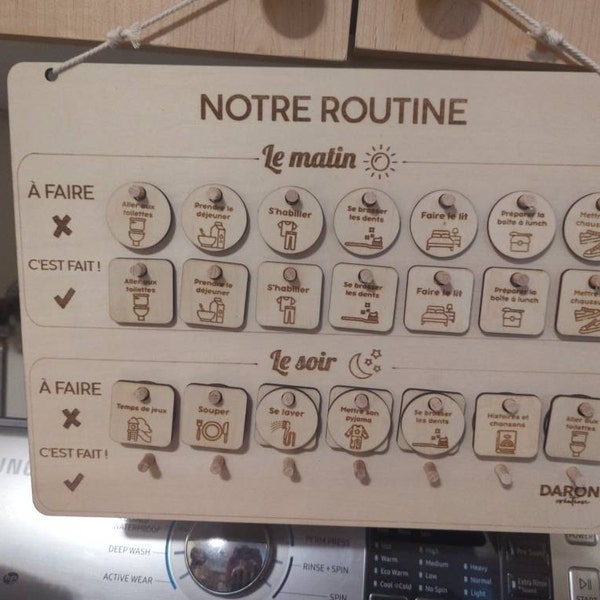 Tableau de motivation routine matin et soir en bois personnalisé ...