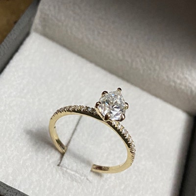 14K Solid Gold Engagement Ring /1.25CT Pear Moissanite Wedding - Etsy