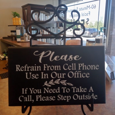 Please No Cell Phone Wood Vinyl Wall Sign for Business Decor Office ...