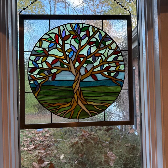 Stained Glass Tree of Life Window Hanging With Zinc Frame - Etsy