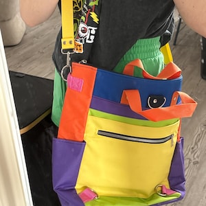 Vibrant Turkish Yellow and Red Geometric Backpack/Shoulder Bag 14\