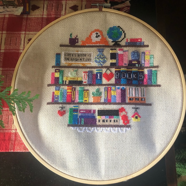 Book Lover's Shelf Bookshelf Cross Stitch Pattern PDF Cute Room