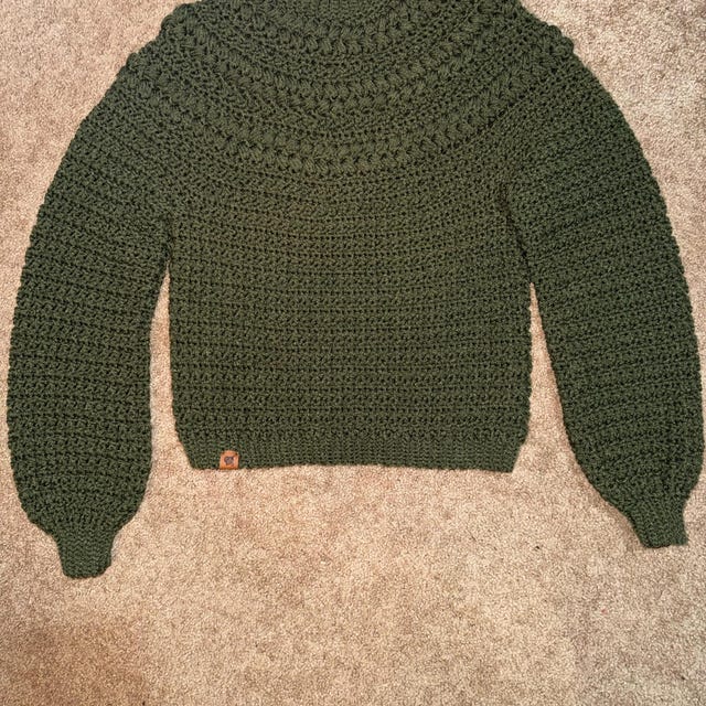 A customer's finished Macchiato Sweater Crochet Pattern PDF