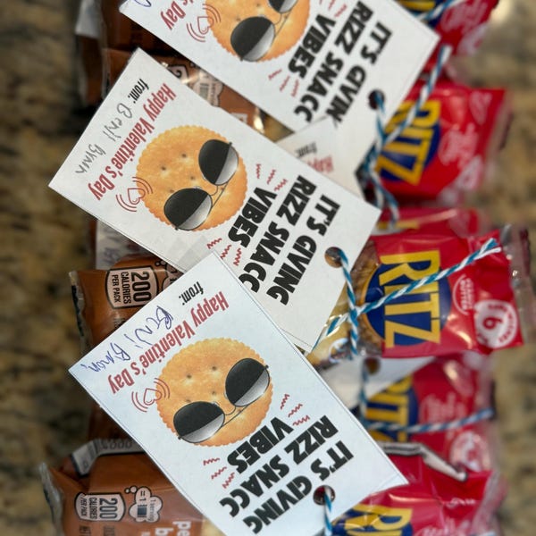 Rizz Valentines, Round Buttery Cracker Treat Tag, Kids Classroom ...