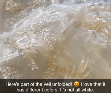 Bird Floral Lace Veil Ivory Cathedral Wedding Veil with Blusher Veil 2 Tier Wedding Veil with Champagne&Ivory Lace Chapel Veil Two Tier Veil