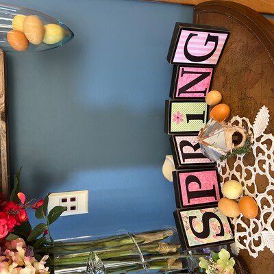 Wood Spring Blocks, Reversible Sign, Spring Decor, Spring Decoration ...