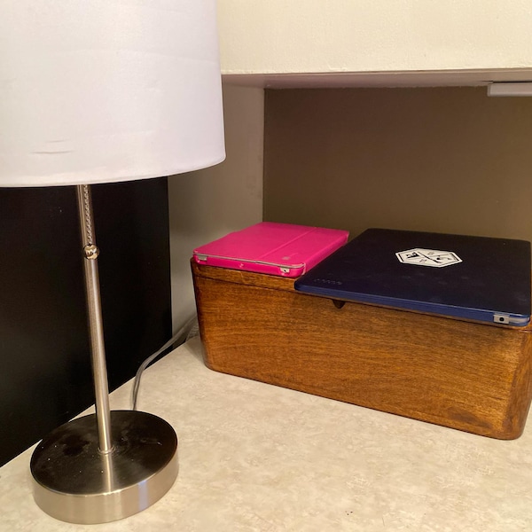Wood Cable Management Box: Rustic Cord Organizer, Power Strip Cover ...