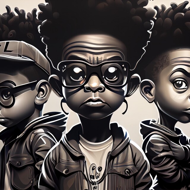 Graffiti Art 3 Black Boys Wall Art Ultra High Resolution Png