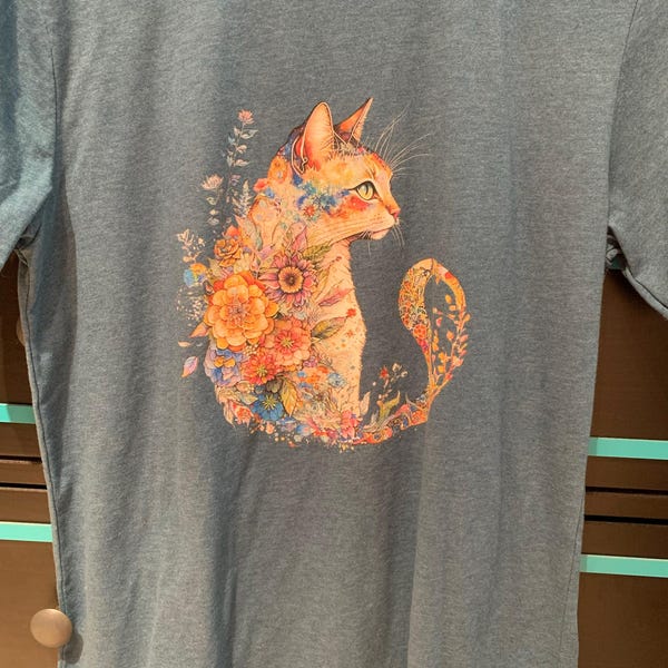 Cat Mom Shirt Floral Cat Shirt Purr Shirt Animal Lover Tee Cat Lovers ...