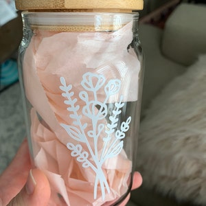 Wildflower Cup Iced Coffee Glass Floral Glass Can With Lid Straw Cute Boho  Coffee Cup for Women Friends Bridesmaids Mom EB3496WFL 