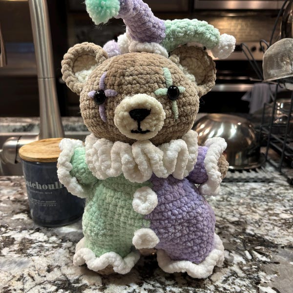 Crochet Jester Kitty and Bunny Pattern. Crochet Jester Bunny. Crochet ...