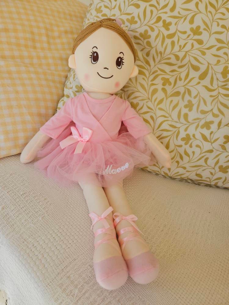 Name Ballerina Doll - Personalised Embroidered Baby Pink Ballerina Doll Child Kids Children Birthday Christmas Christening Baby Shower