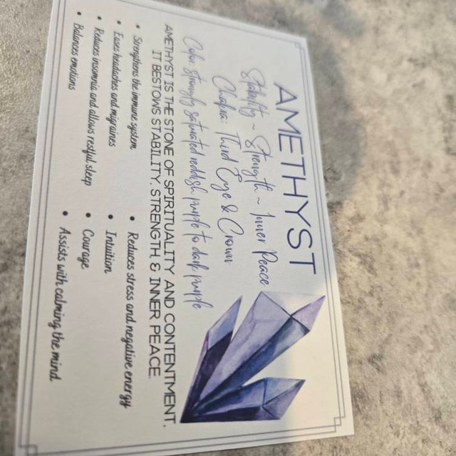 AMETHYST Printable Cards - Crystal & Stone Meaning - Properties