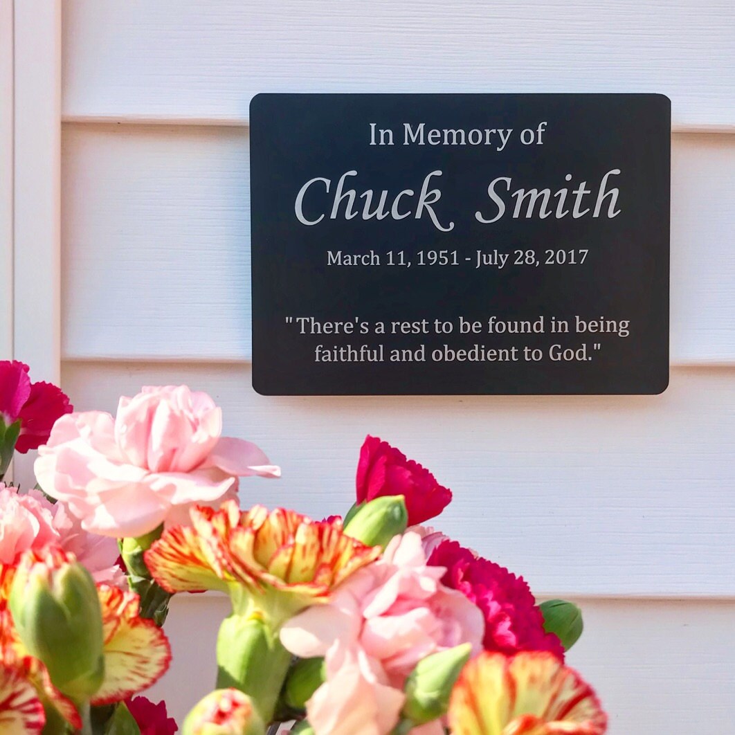Engraved metal plaque, outdoor memorial plaques, memorial gardening sign