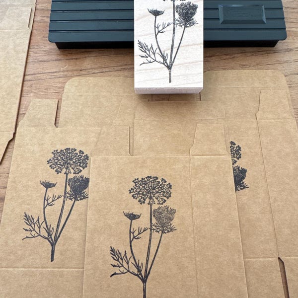 Queen Anne's Lace Wildflower Rubber Stamp, Wild Carrot Herb Stamp ...