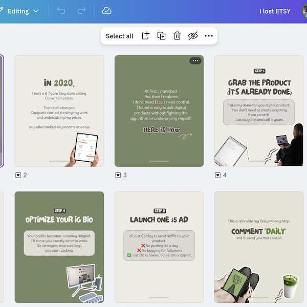 400+ Faceless Instagram Carousel Templates | Aesthetic Canva Social ...