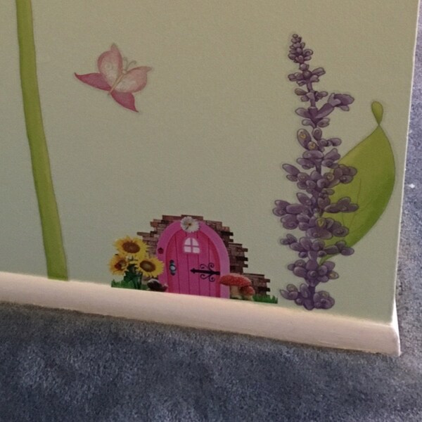 Pink Fairy Cottage Door Wall Decal Sticker | Fairy Door Mural, Kids ...
