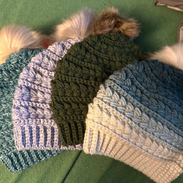 A customer's finished Wheat Stitch Beanie Crochet Pattern