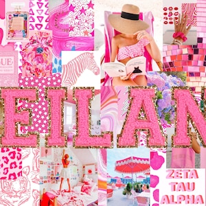 Custom Pink Preppy Monogram Desktop Wallpaper Collage -  Finland