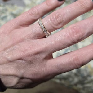 ダイヤモンドバンドリング　アンティーク　ドイツ製 マーキスカット ラボグロウンダイヤモンド フルエタニティバンド、14K