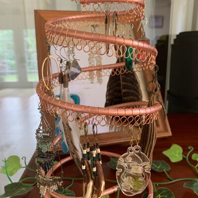 Earring Tree, Copper Spiral, Earring Holder, Organizer, Holds Approx 75 ...