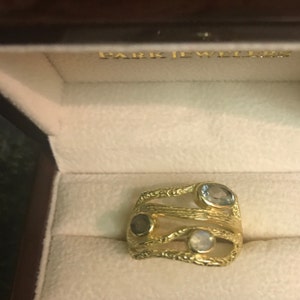 Labradorite , Moonstone & Blue Topaz Gold Plated 18k Ring gemstones ...