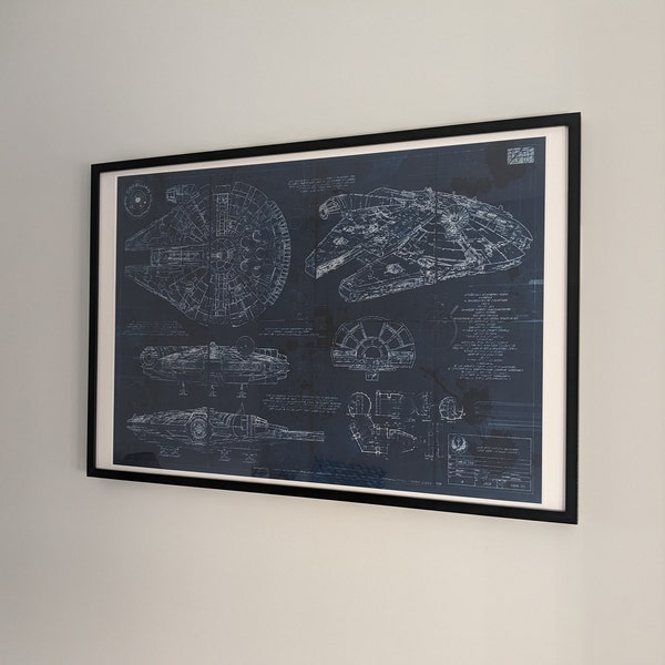 Millennium Falcon Star Wars Poster Blueprint Version 2 (A2 = 420mm*594 ...