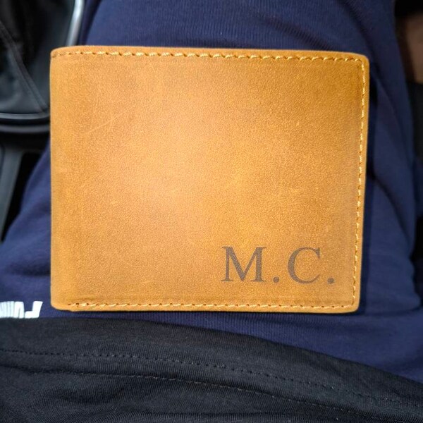 Personalized Leather Photo Wallet For Men - Custom Engraved Picture Wallet For Dad, Husband, Son, Boyfriend (Dark Brown) - View #4