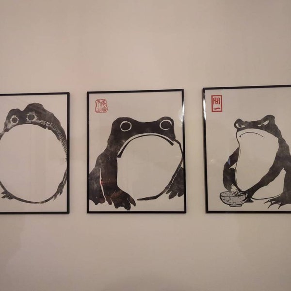 Japanese Frog Matsumoto Hoji Toad Set of 3 Woodblock Art Print ...