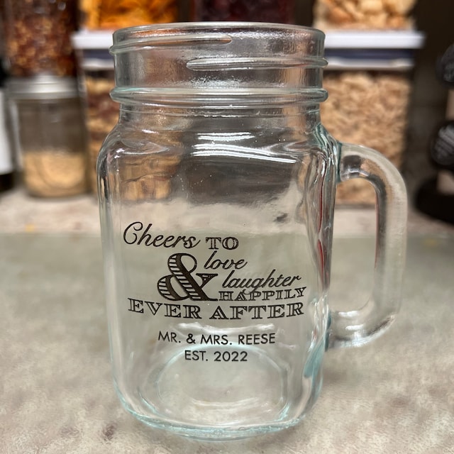 Barn Wedding Favor SINGLE Love Personalized Mason Jar Mugs Rustic Wedd–  Stocking Factory