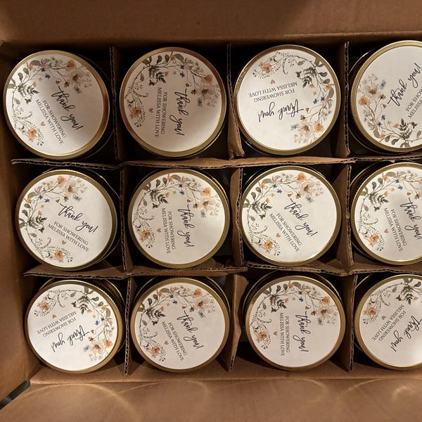 Wildflower Bridal Shower Favor Candles / Personalized 4 Oz. Soy Candle ...