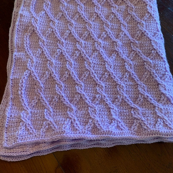 CROCHET PATTERN Aran Green Cables Blanket - Make to Any Size - PDF ...