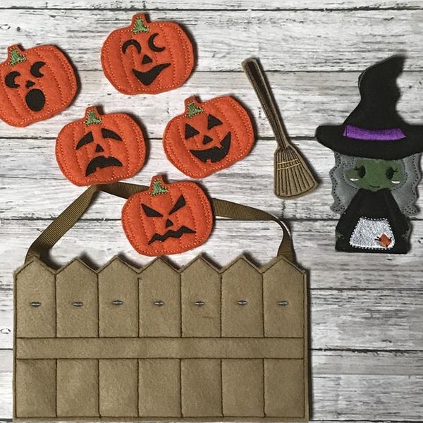 ITH Digital Embroidery Design - Five Little Pumpkins Finger Puppet Set ...