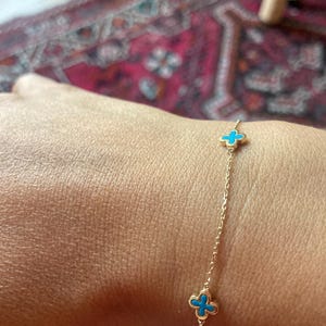 ★tow tow archive★ Full Clover Bracelet Turquoise TBH22ABTB 9ct Yellow Gold Turquoise Clover Bracelet - Etsy
