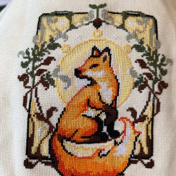 Art Nouveau Fox - Fancy Fox - Floral Arrangement - Forest Cross Stitch ...