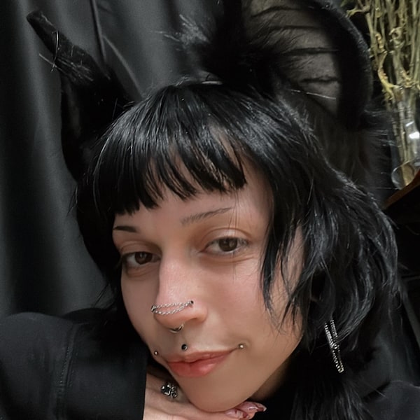 Ship After 08/10 | Black Bat Ears, Black Gray Furry Bat Ears, Demon Bat ...