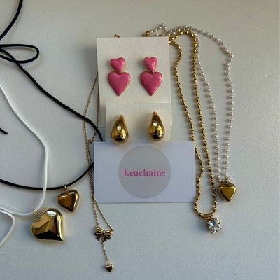 Waterproof Puffy Heart Snake Herringbone Necklace main image 1