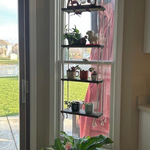 Scaffale per piante da finestra / Scaffale per piante a più livelli 4  livelli / Scaffali galleggianti per finestre / Fioriera sospesa / Fioriera  sospesa Boho / Ripiani in corda -  Italia