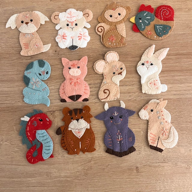 All 12 Chinese Zodiac Felt Animals Plush Sewing Patterns