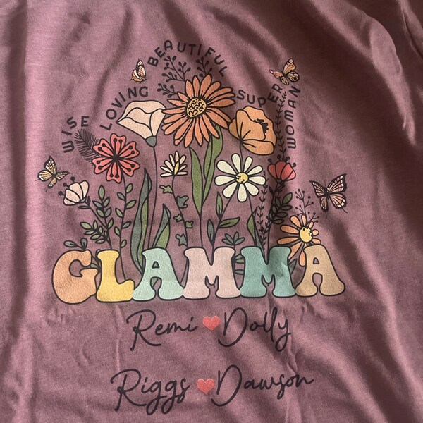 Custom Glamma Shirt With Grandkids Names Mother's Day Gift Wildflowers ...